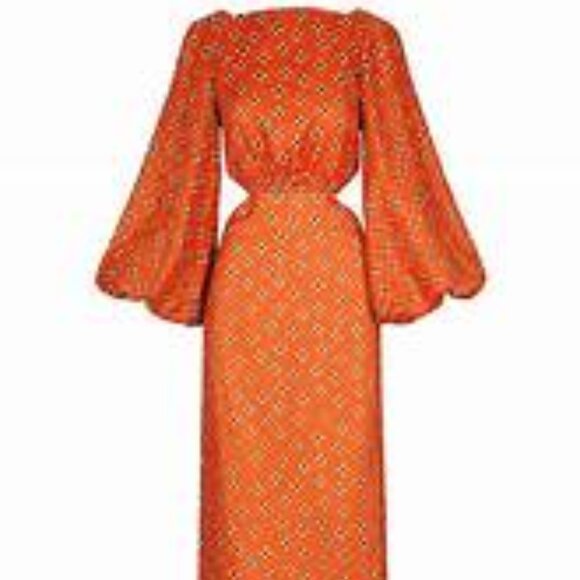 Johanna Ortiz Printed linen flared sleeve midi dress - Picture 3 of 8